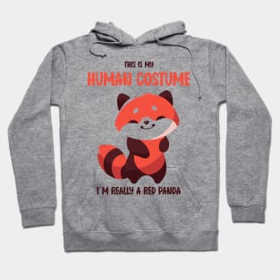 Cute Red Panda Halloween T-Shirt | This is My Human Costume Tee | Funny Wildlife Animal Shirt | Adorable Anime Gift Idea Hoodie